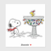 Sticker cacahuètes | Snoopy & Woodstock Froid Birdbath (Feuille)