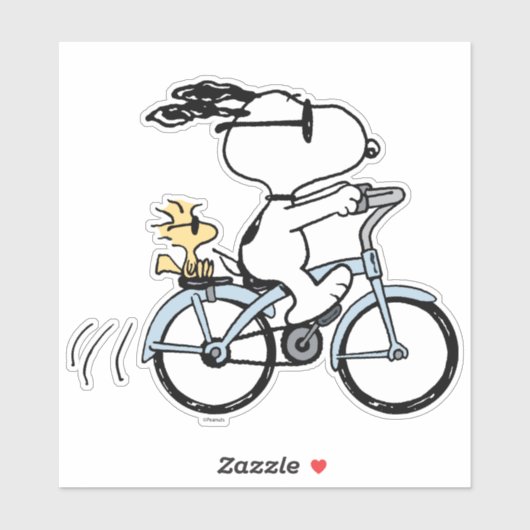 Sticker cacahuètes | Vélo Snoopy & Woodstock (Feuille)
