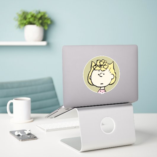 Sticker cacahuètes | Visages de Sally (Ordinateur portable sur le bureau)