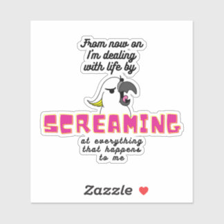 Sticker Cacatoès qui crie avec texte