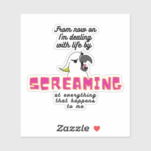 Sticker Cacatoès qui crie avec texte (Feuille)
