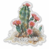Sticker Cactophile Cactus Fleurissant Vinyle Sur Mesure (Devant)