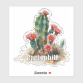 Sticker Cactophile Cactus Fleurissant Vinyle Sur Mesure (Feuille)