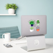 Sticker Cactus à main et succulents (Ordinateur portable sur le bureau)