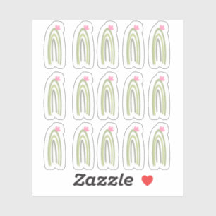Sticker Cactus Arc-en-ciel Vert Rose Art Doodle