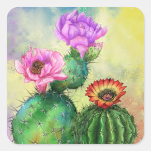 Sticker Cactus Belle Fleurs Couleurs