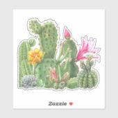 Sticker Cactus Blooming Garden Aquarelle Sud-Ouest Désert (Feuille)