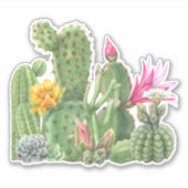Sticker Cactus Blooming Garden Aquarelle Sud-Ouest Désert (Devant)