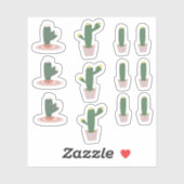 Sticker Cactus botanique en pot Cactus désert (Feuille)