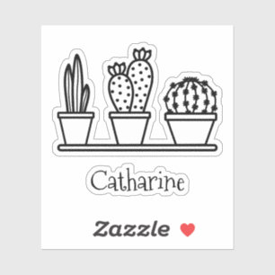 Sticker Cactus Cactus Succulents Dessin Nom personnalisé