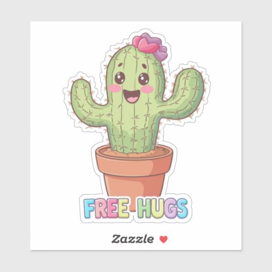 Sticker Cactus câlins gratuits mignons  (Feuille)