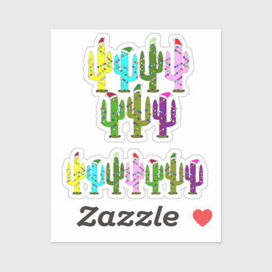 Sticker Cactus Christmas (Feuille)
