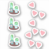 Sticker Cactus Cœurs Flottants Rose (Devant)