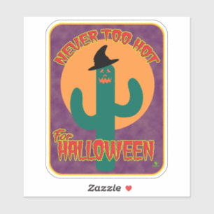 Sticker Cactus de dessin animé Halloween Jamais Trop Chaud