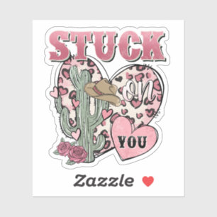 Sticker Cactus de la Saint-Valentin Cœurs collés sur vous
