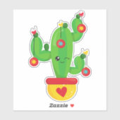 Sticker Cactus de Noël, Cactus mignons, Ornements de Noël (Feuille)