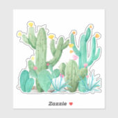 Sticker Cactus Garden Aquarelle Sud-Ouest Désert (Feuille)