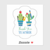 Sticker Cactus Mignon et Amusant Merci Professeur Autocoll (Feuille)