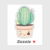 Sticker Cactus Plante de rose Kawaii (Feuille)