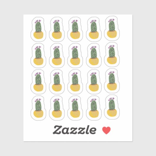 Sticker Cactus Plantes Cheetah Doodle Design (Feuille)