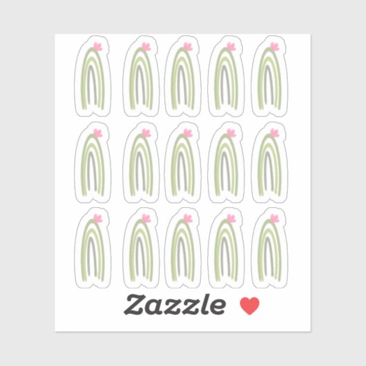 Sticker Cactus Rainbow Green Doodart rose (Feuille)
