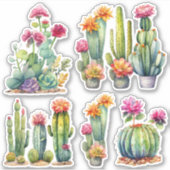 Sticker Cactus Succulents Botanique Aquarelle Peinture (Devant)