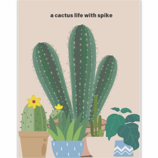 Sticker cactus verdâtres (Devant)