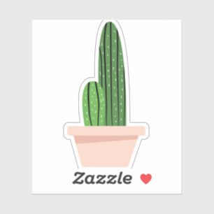 Sticker Cactus vert en pot beige