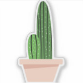 Sticker Cactus vert en pot beige (Devant)
