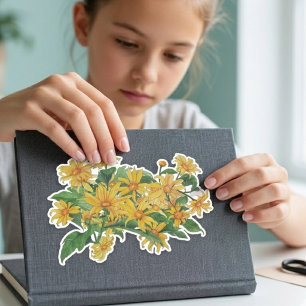 Sticker Cadeau amusant de marguerite jaune aquarelle flora