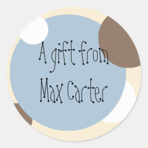 Sticker cadeau Cercles bleus et Brown (personnalis