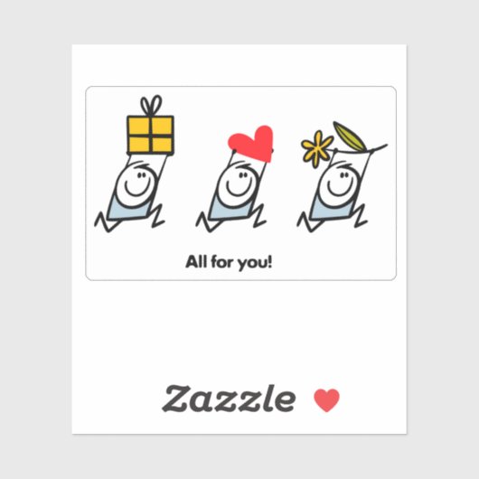 Sticker Cadeau, coeur et fleur (Feuille)