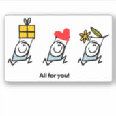 Sticker Cadeau, coeur et fleur (Devant)