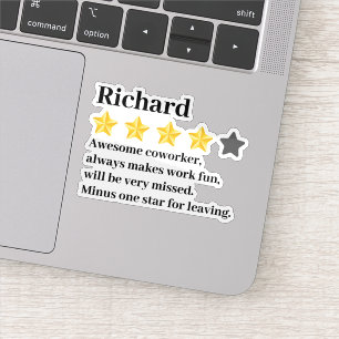 Sticker Cadeau d'adieu amusant pour collègue – Nom et text