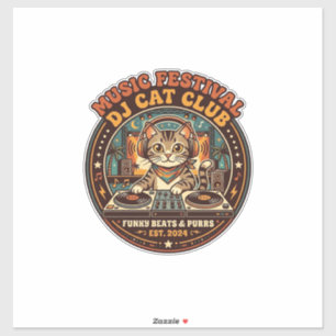 Sticker Cadeau de Festival de Musique DJ Chat Amateur de C