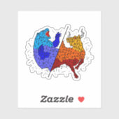 Sticker Cadeau de jour des commerçants - Taureau et l'ours (Feuille)