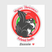 Sticker cadeau de noël d'écureuil, nom personnalisé (Feuille)