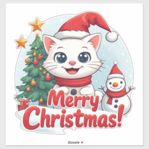 Sticker Cadeau de Noël pour amateur de chats pour enfants 