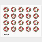 Sticker cadeau de Noël rond classique (Feuille)