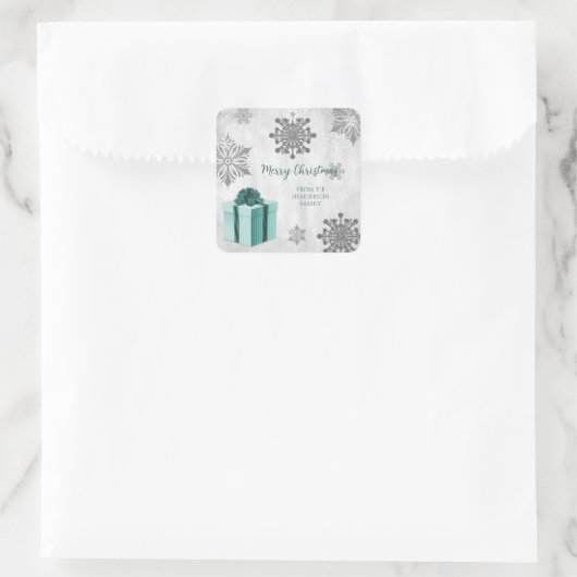 Sticker cadeau de Noël turquoise (Sac)