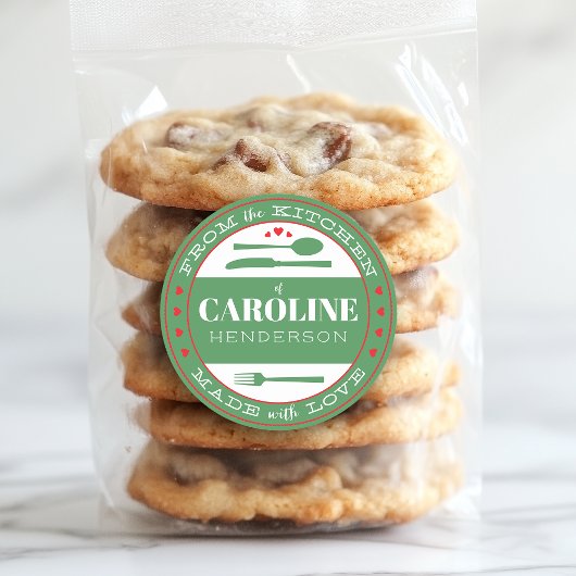 Sticker cadeau de nourriture verte et rouge fait a