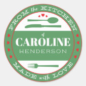 Sticker cadeau de nourriture verte et rouge fait a (Devant)