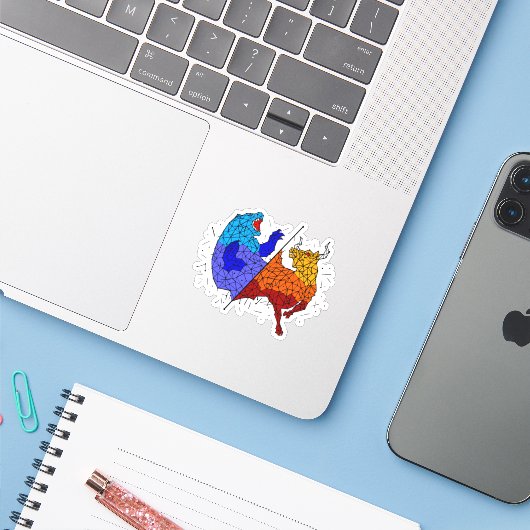 Sticker Cadeau des day traders - Constellation Taureau et (Ordinateur portable avec iPhone)