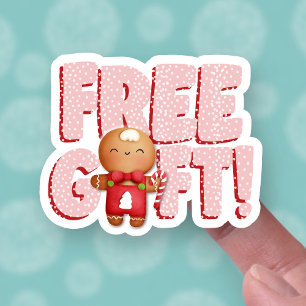 Sticker Cadeau gratuit mignon Noël pain d'épice homme affa