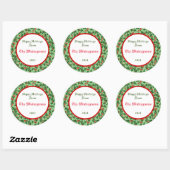 Sticker cadeau Green Holly avec Berries rouges (Feuille)