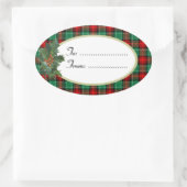 Sticker cadeau Holly Red Green Holiday Plaid perso (Sac)