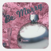 Sticker cadeau Joyeux Arbre de Noël Rose (Devant)