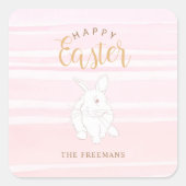 Sticker cadeau Pink Aquarelle Bunny Happy Pâques (Devant)