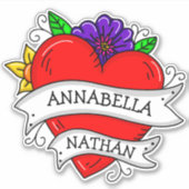 Sticker Cadeau romantique à deux | Art du style tatouage (Devant)