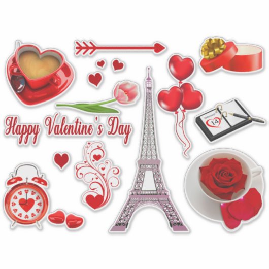 Sticker Cadeau romantique Heureuse Sainte-Valentin pour de (Devant)